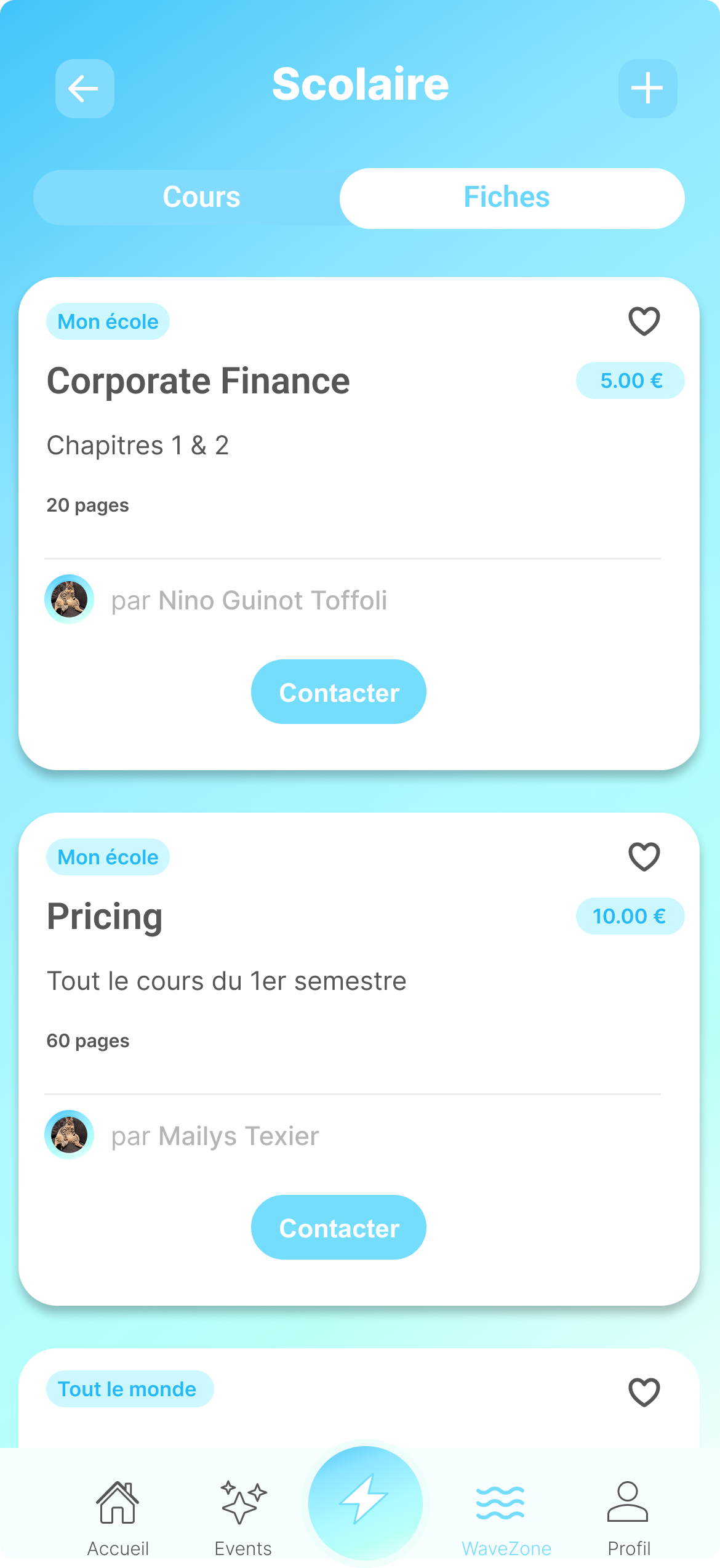 Section scolaire dans WAVE